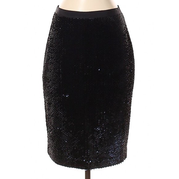 Ann Taylor Black Sequin Pencil Skirt NEW- Sz. 2 - Picture 1 of 8